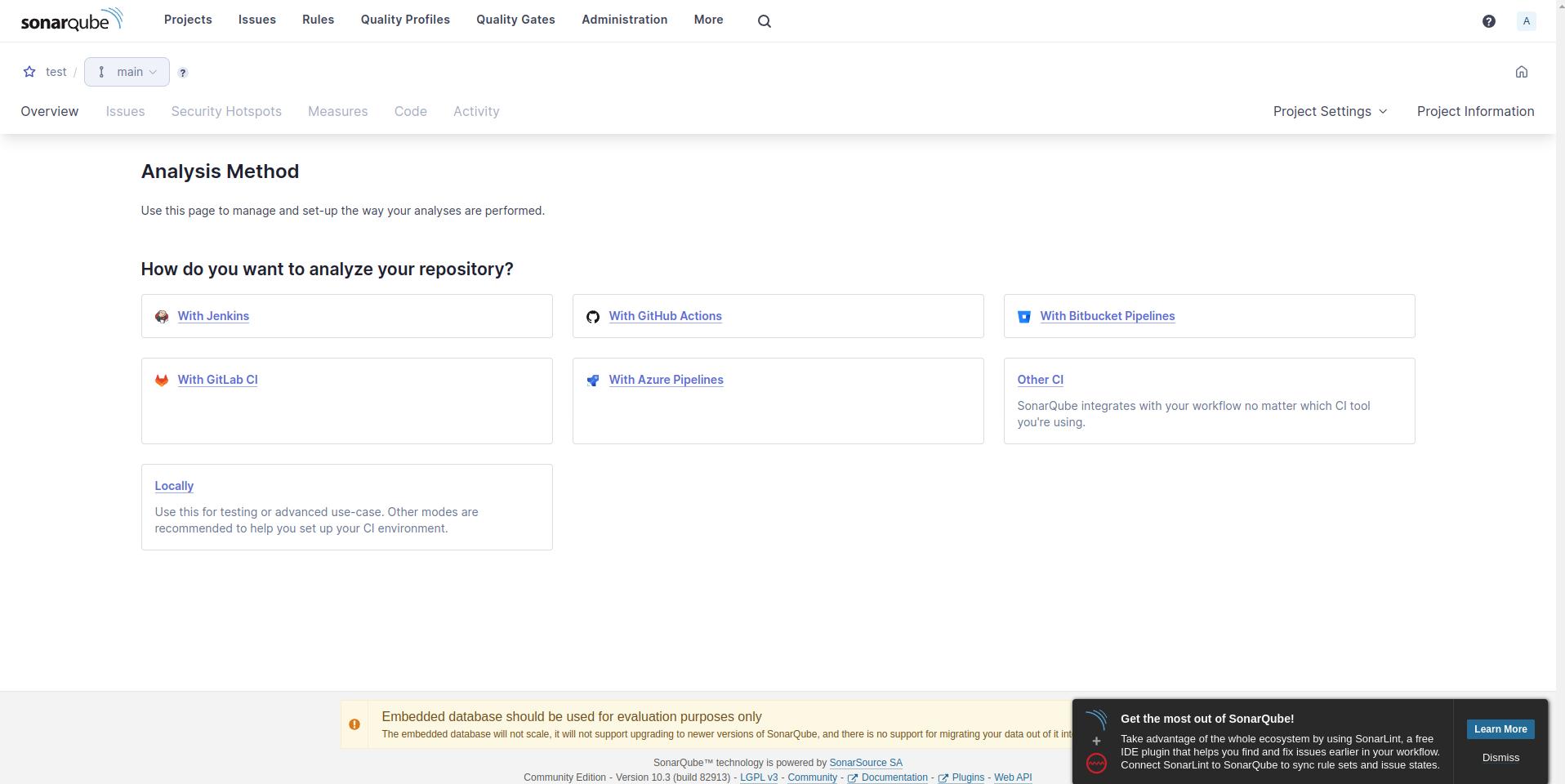 sonarqube dashboard